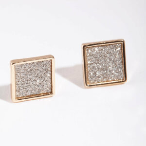 Glitter Paper Inlay Square Earrings