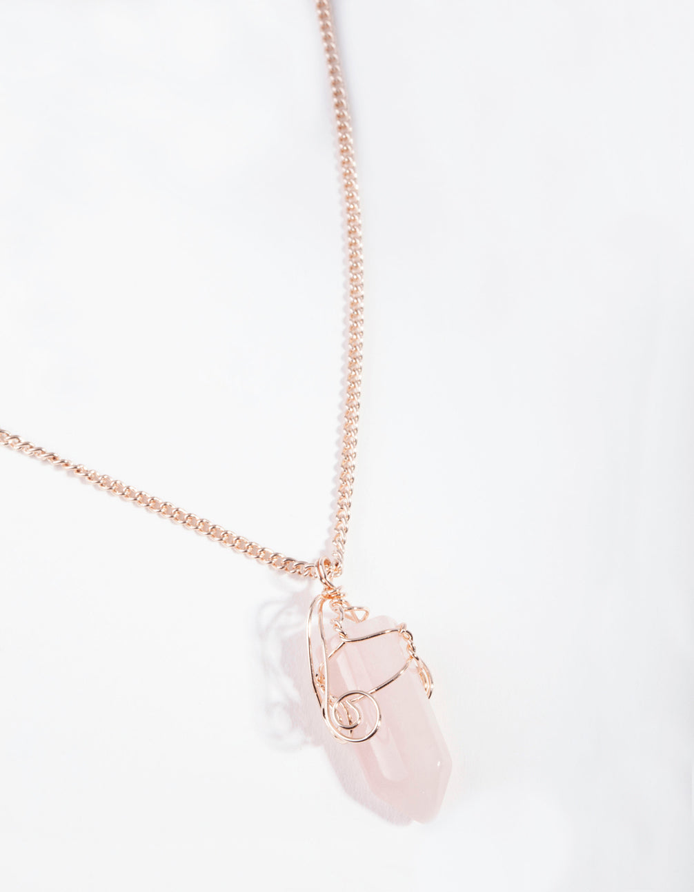 Rose Curled Rose Quartz Stone Necklace
