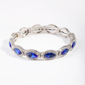 Rhodium Marquise Blue Stretch Bracelet