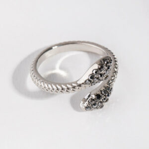 Gunmetal Crystal Snake Ring