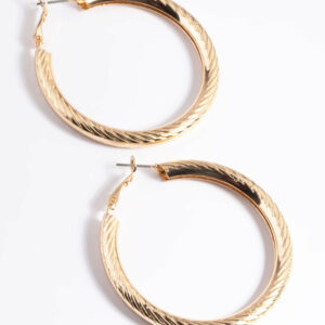 Line Textured Hoop Earrings