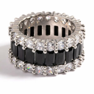 Rhodium Large 3-Row Ring