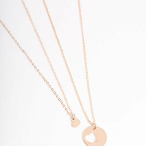 Rose Heart Disc Cut Out Necklace Pack