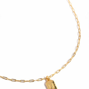 Letter U Rectangle Pendant Initial Necklace