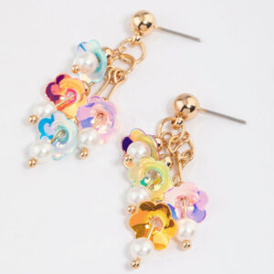 Chain Sequin Flower Drop Earrings
