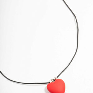 Rhodium Heart Beaded Necklace