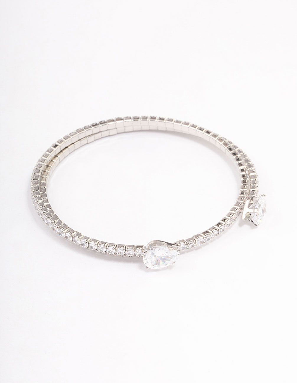 Rhodium Double Pointed Bangle