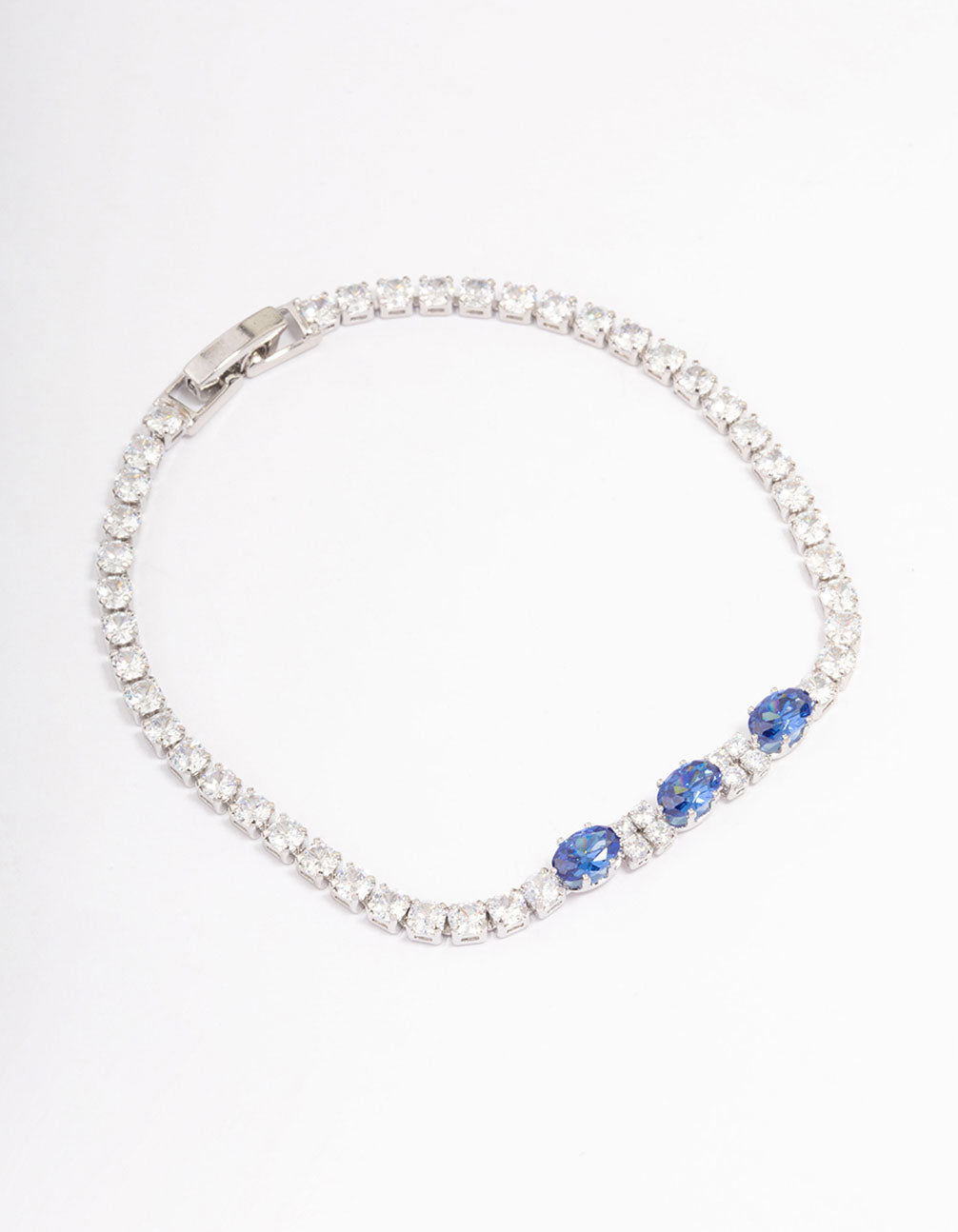 Rhodium Oval Tennis Bracelet