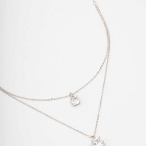 Rhodium Layered Solitaire Necklace