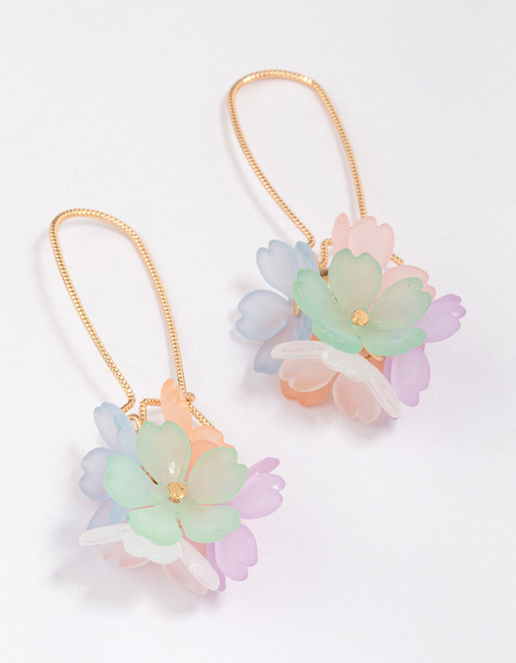 Cluster Flower Fish Hook Drop Earrings