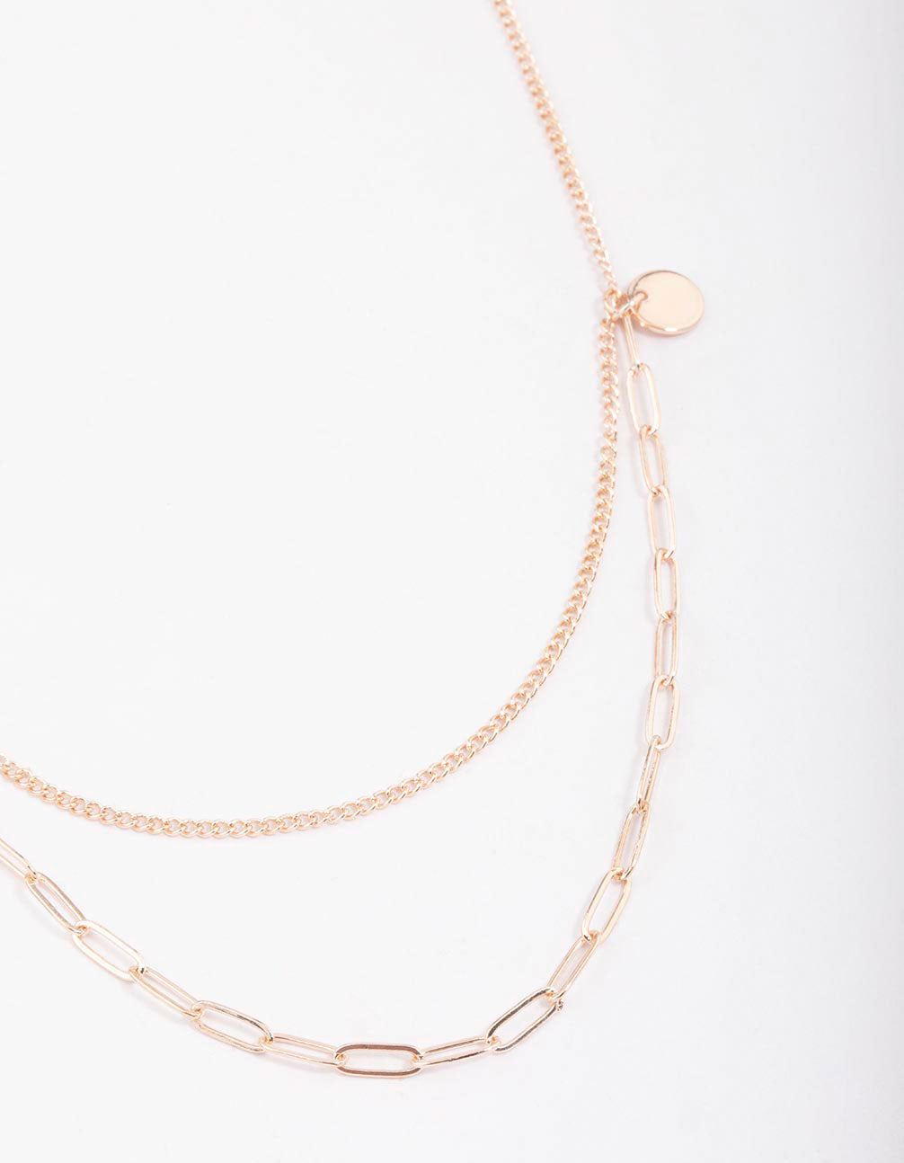 Rose Curb & Cable Layered Necklace