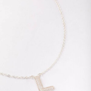 Letter L Pave Pendant Initial Necklace