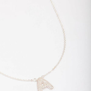 Letter A Pave Pendant Initial Necklace