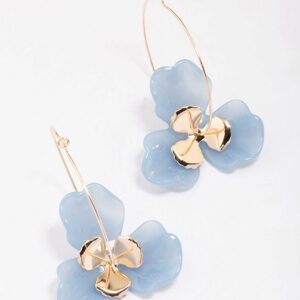 & Blue Large Wire Hoop Earrings