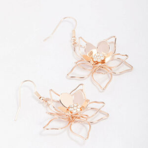 Wire Pearl Flower Earrings