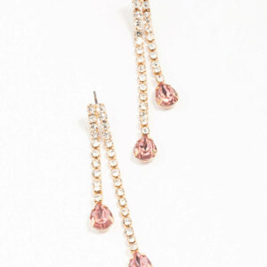 Double Pink Pear Earrings