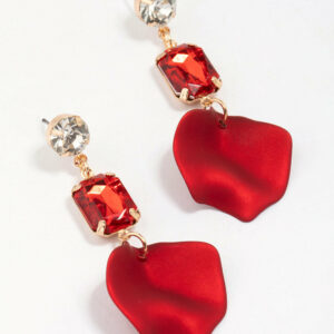 Rectangular Red Petal Earrings