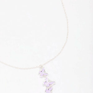 & Purple Butterfly Pendant Necklace