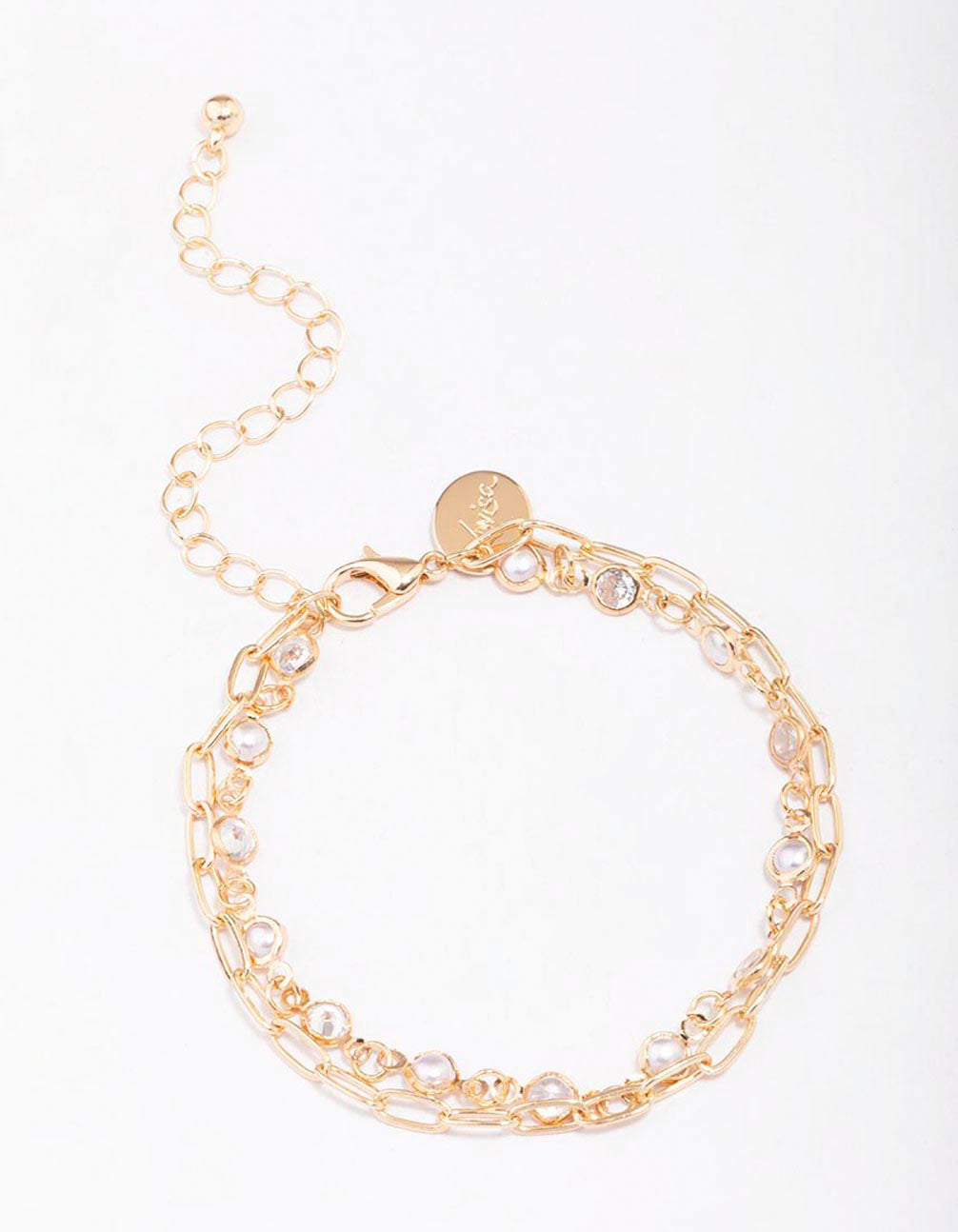 Encased Pearl Link Bracelet