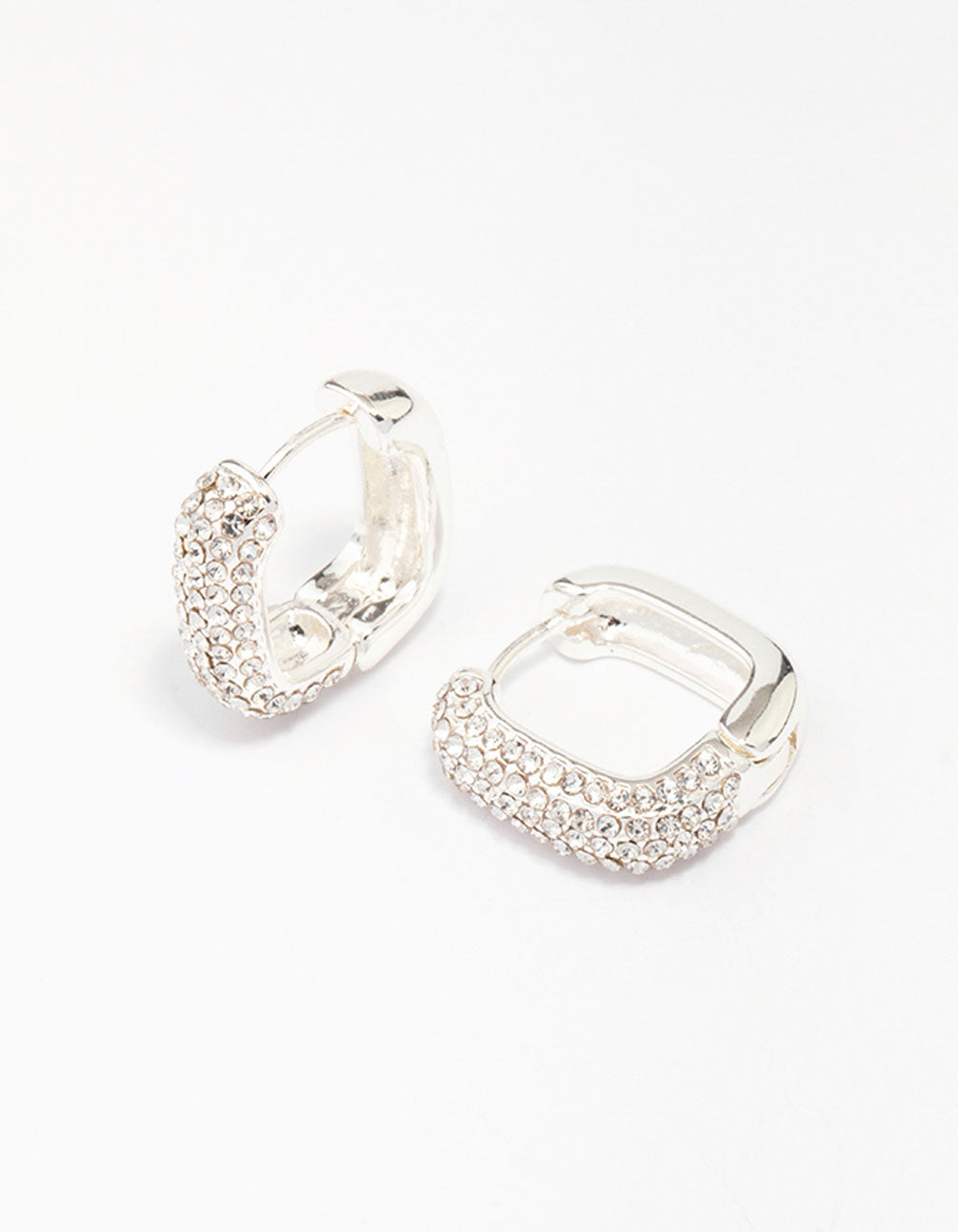 Square Pave Hoop Earrings