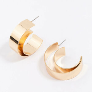 Double Smooth Medium Hoop Earrings