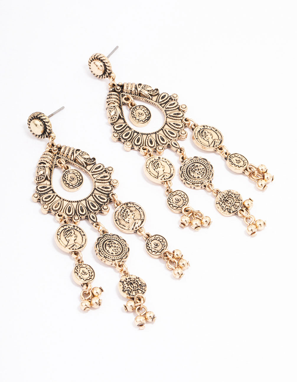 Antique Coin Droplet Earrings