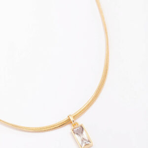 Classic Cubic Zirconia Baguette Pendant Necklace