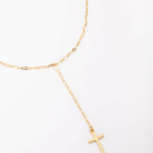 Cable Cross Lariat Necklace