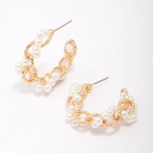 Interlocking Pearl Hoop Earrings