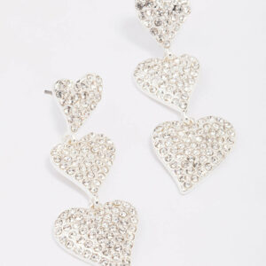 Triple Heart Drop Earrings