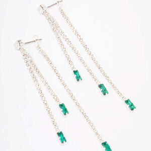 Triple Row Emerald Drop Earrings
