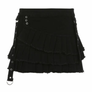 Dark layered denim skirt