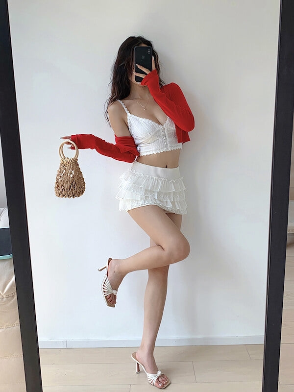 Girly lace ruffle mini skirt - Image 3