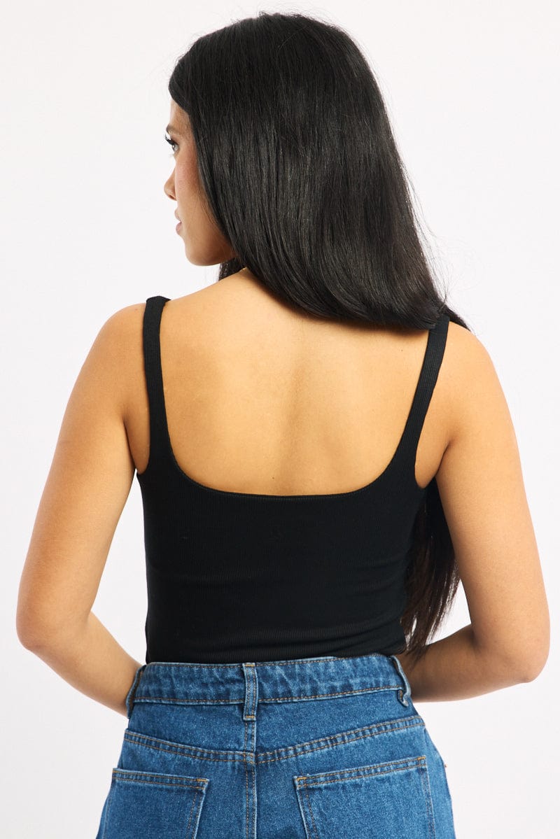 Black Tank Top Double Layered Rib - Image 4