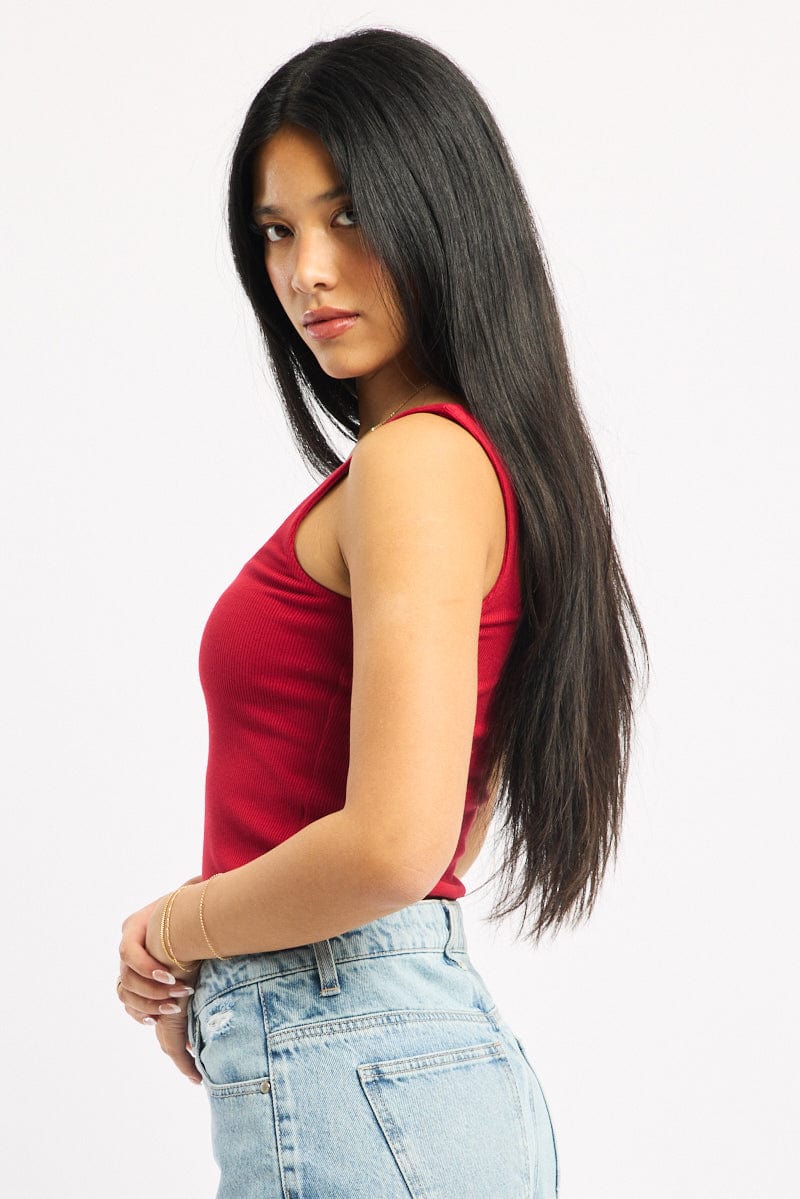 Red Tank Top Double Layered Rib - Image 3