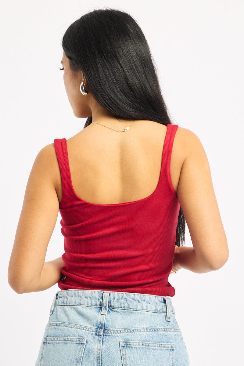 Red Tank Top Double Layered Rib - Image 4