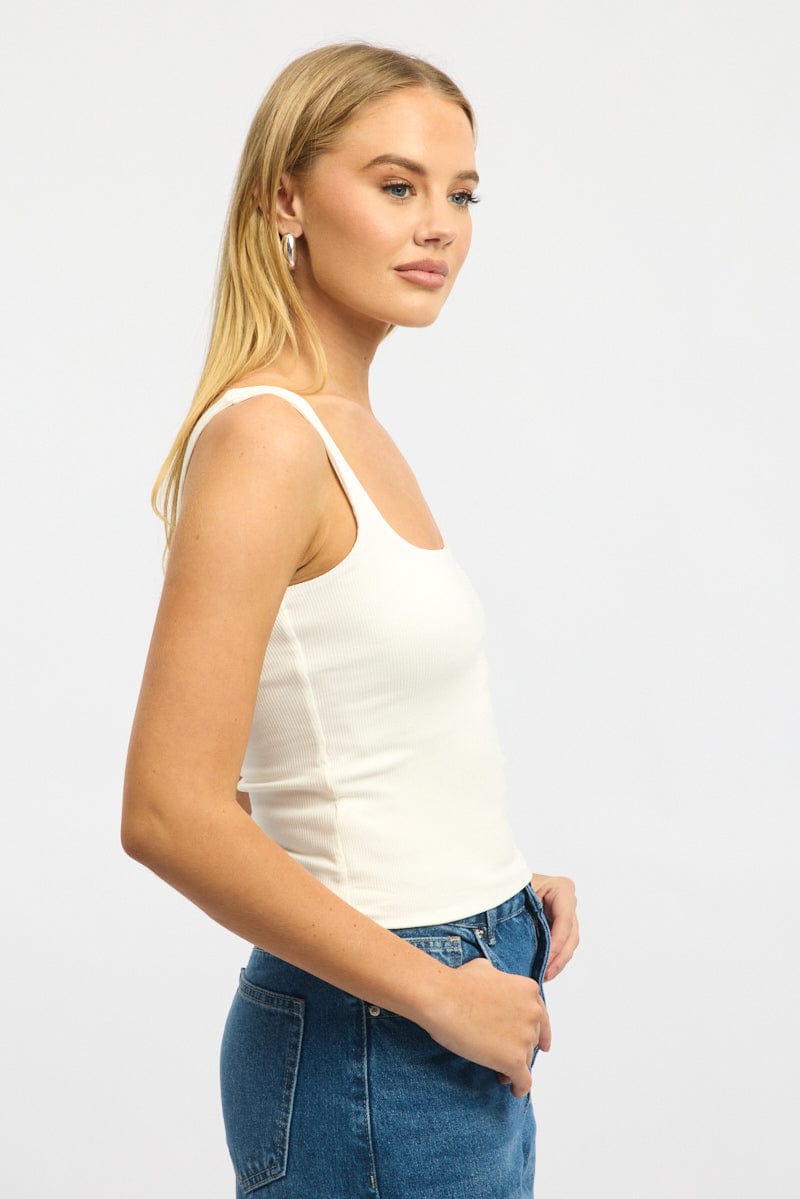 White Tank Top Double Layered Rib - Image 4