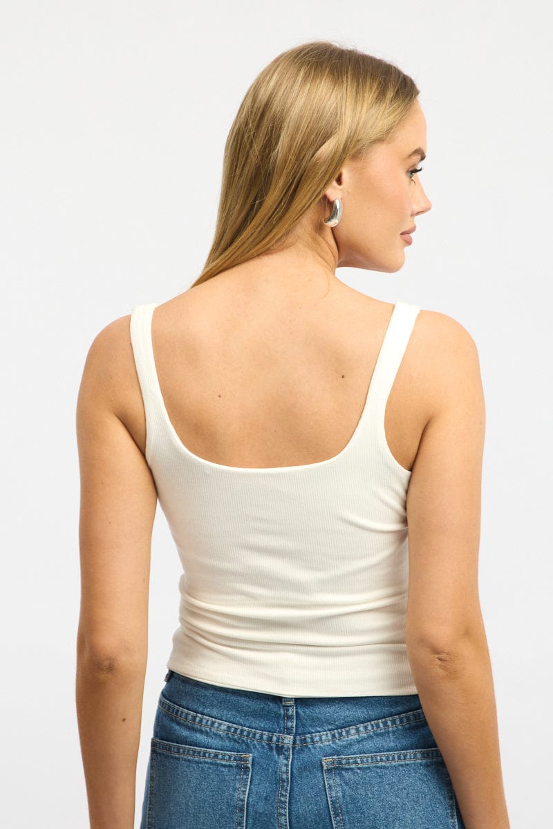 White Tank Top Double Layered Rib - Image 5