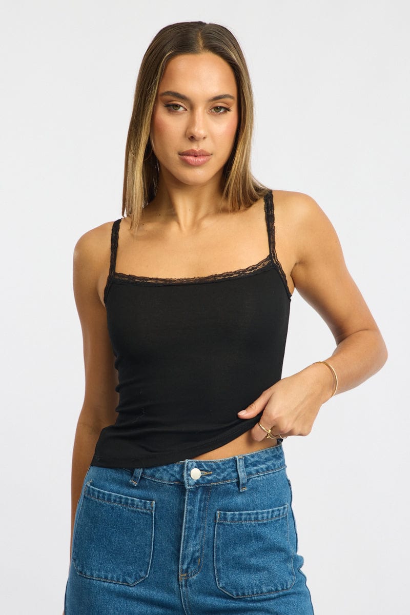 Black Lace Tank Top Sleeveless