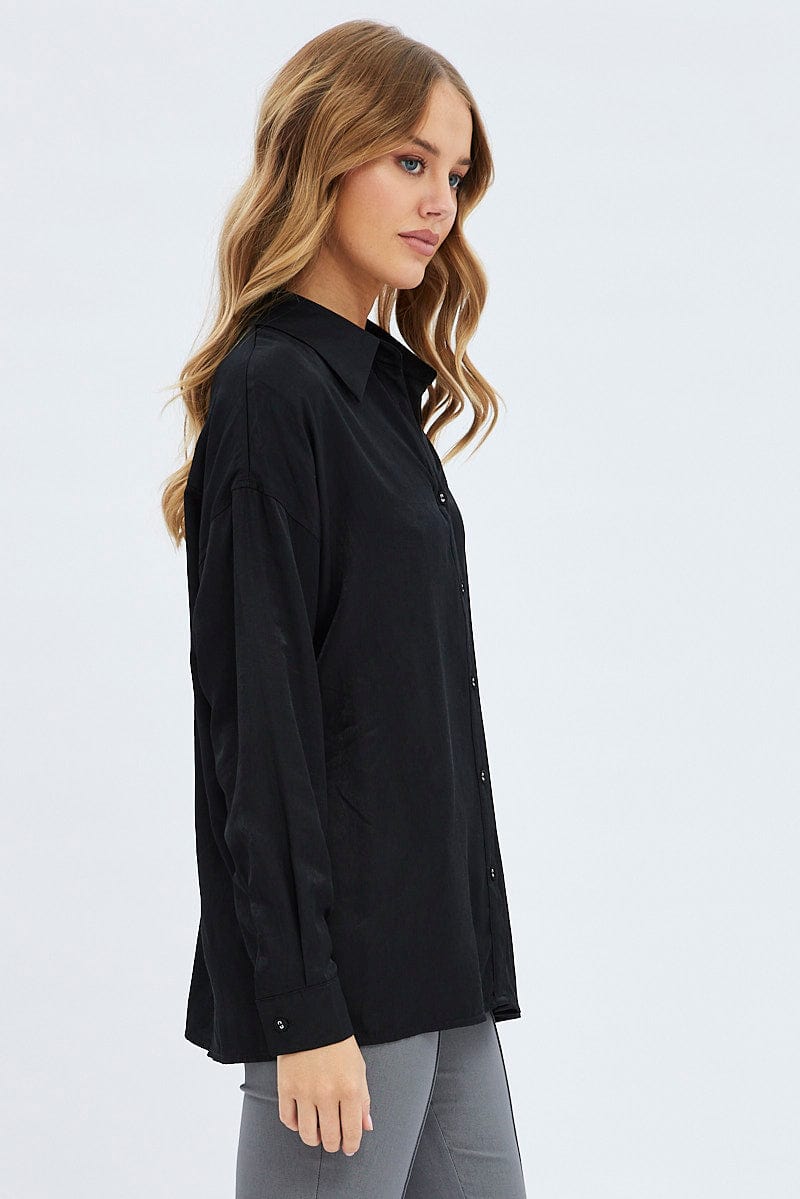 Black Long Shirt Collared Long Sleeve - Image 4