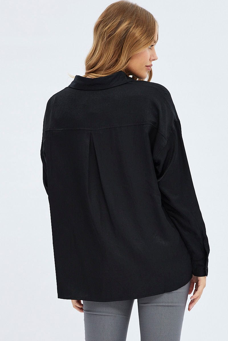 Black Long Shirt Collared Long Sleeve - Image 5