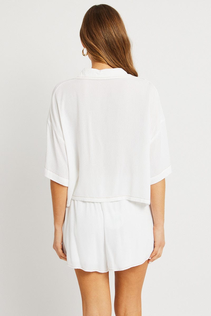White Relaxed Shirt Short Sleeve - Image 5