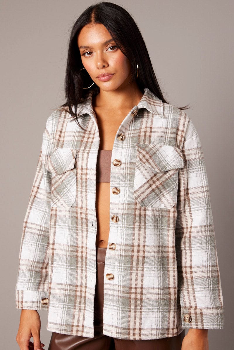 Green Check Relaxed Shirt Long Sleeve - Image 3
