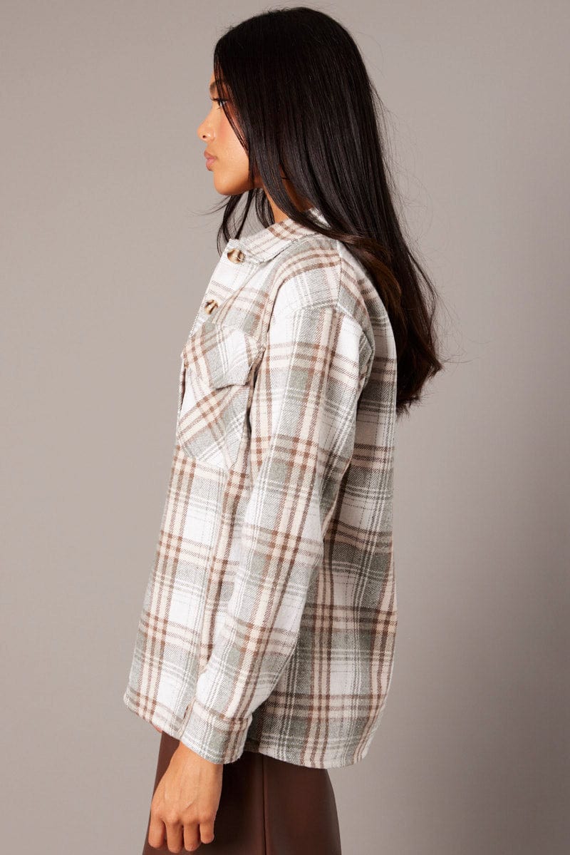 Green Check Relaxed Shirt Long Sleeve - Image 4