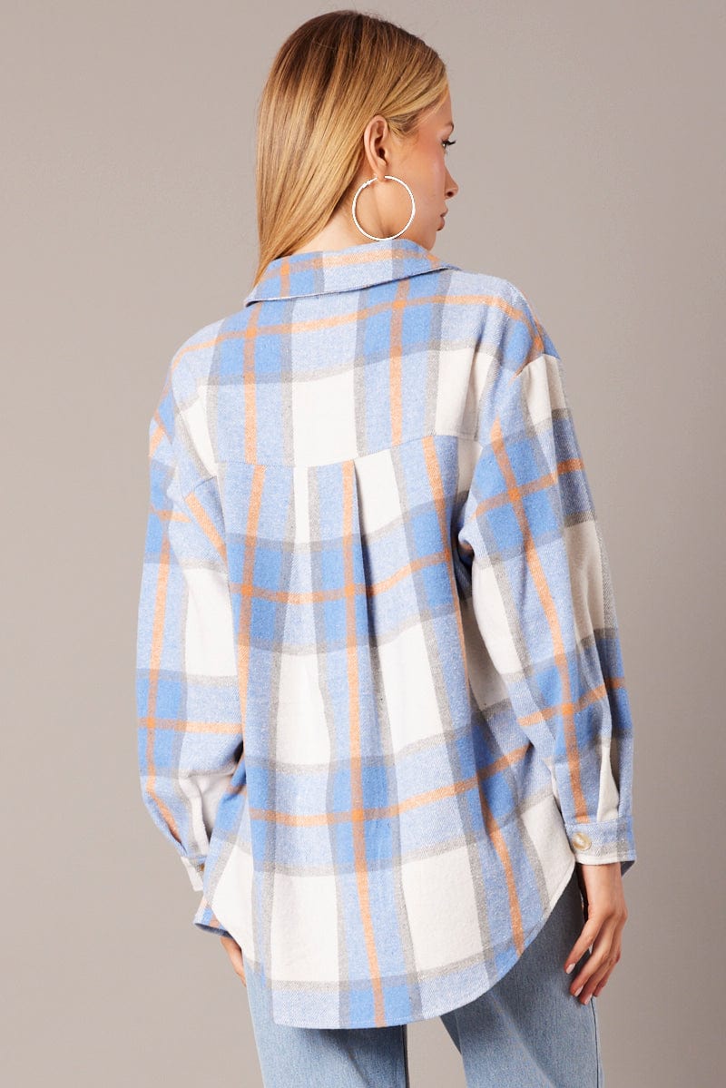 Blue Check Relaxed Shirt Long Sleeve - Image 5
